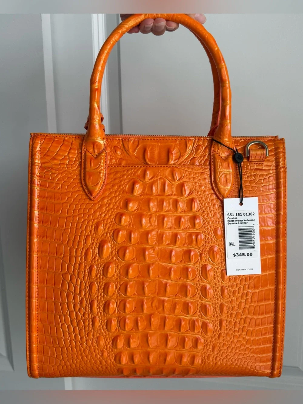 Brahmin Caroline Mango Orange Melbourne Leather Handbag Satchel